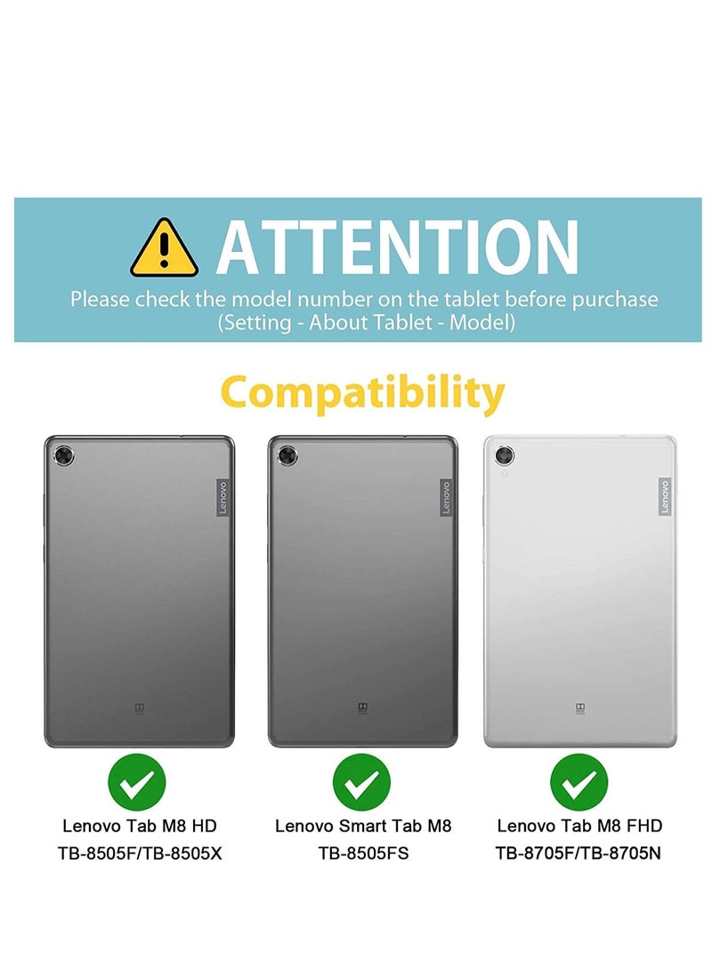 جراب Lenovo Tab M8 HD LTE / Tab M8 HD / Smart Tab M8 / Tab M8 FHD ، غطاء حماية فوليو بحامل رفيع لهاتف Lenovo M8 TB-8505F TB-8505X TB-8505FS TB-8705F TB-8705N -Teal