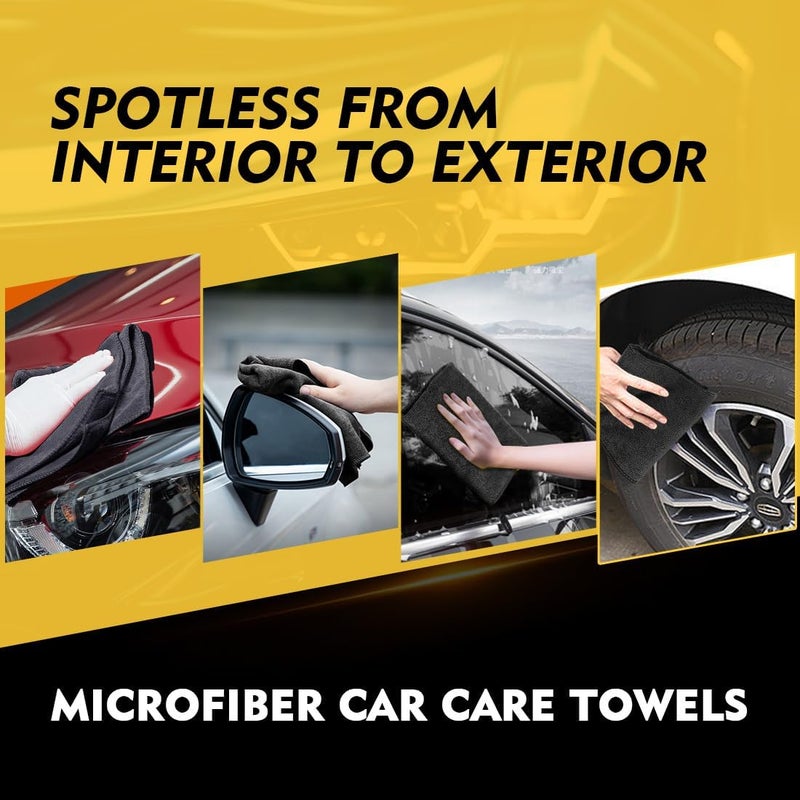 HOMEXCEL Microfiber Car Wash Towels - Super Absorbent, Quick Drying Cleaning Cloths, 12 Pack (Black) - Image 5