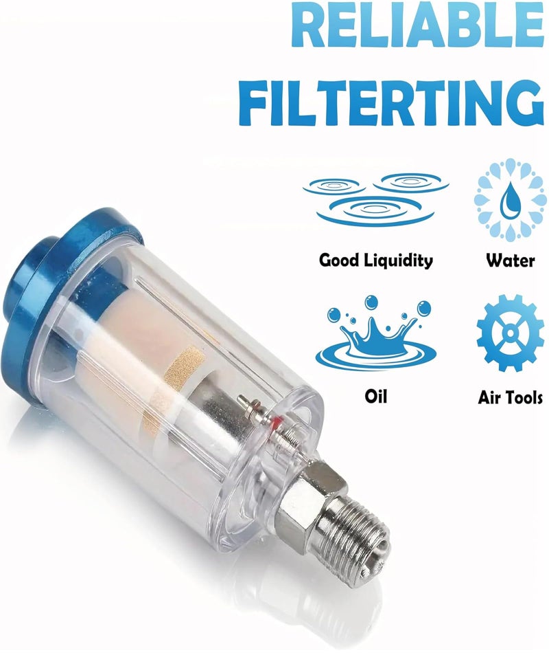 RupeeRise Air Spray Gun Oil Water Separator Filter, High Efficiency Air Compressor water Filter for Paint Spray, 1/4 Inch Thread, 1 Pack for Professional Painters and Automotive Technicians - Image 3