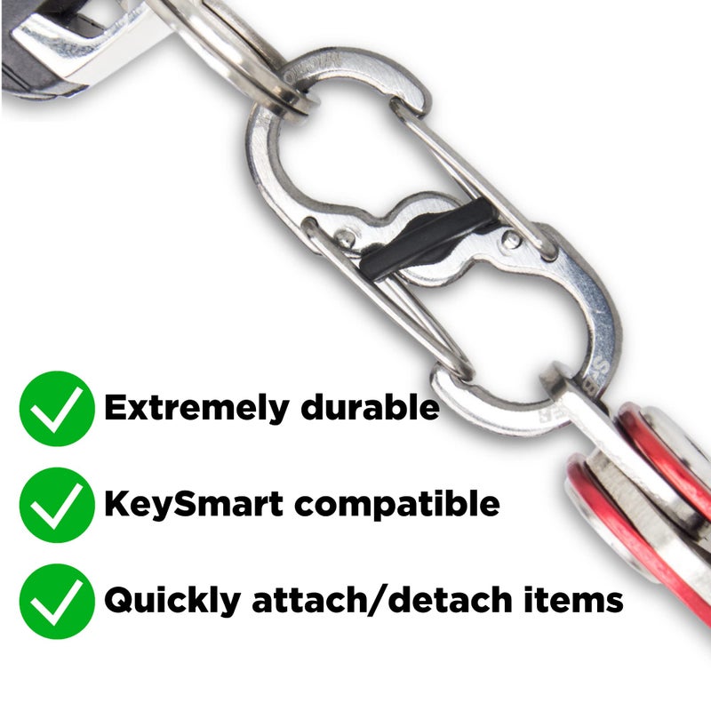 key smart KeySmart Quick Disconnect Stainless Steel S Carabiner with Lock - Dual Carabiner Keychain Locking S Clip - Image 2