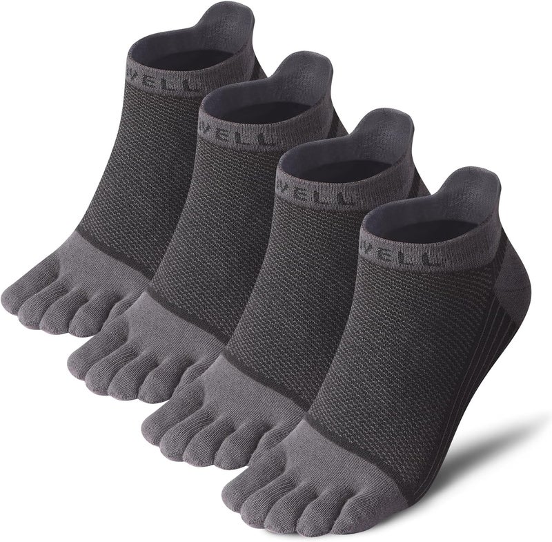 VWELL Store جوارب أصابع القطن خمسة أصابع جوارب غير مرئية رياضية للجري 4 أزواج، الحجم 7-11 - Image 1