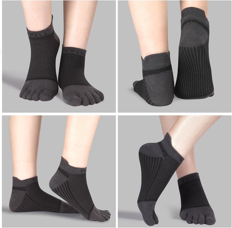 VWELL Store جوارب أصابع القطن خمسة أصابع جوارب غير مرئية رياضية للجري 4 أزواج، الحجم 7-11 - Image 4