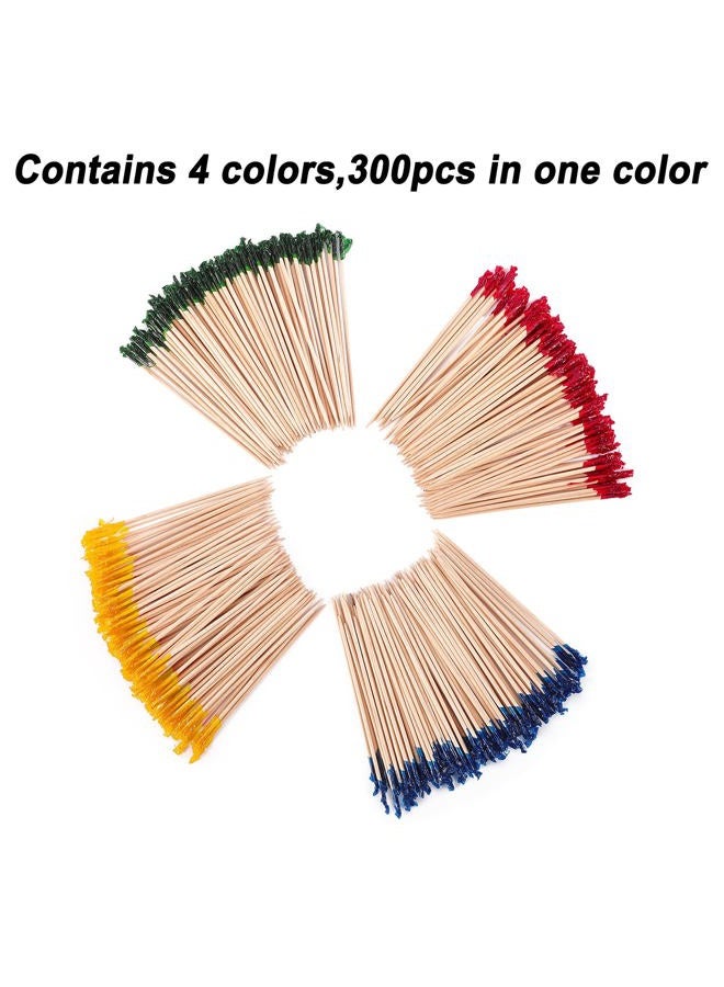 RENYIH 4 Inch Wood Frill Picks Toothpicks,Club Frill Toothpicks,Sandwiches Picks,Cocktail Party Toothpicks for Fruit,Appetizers,Club Sandwiches,Parties. (1200 Pcs) - Image 3