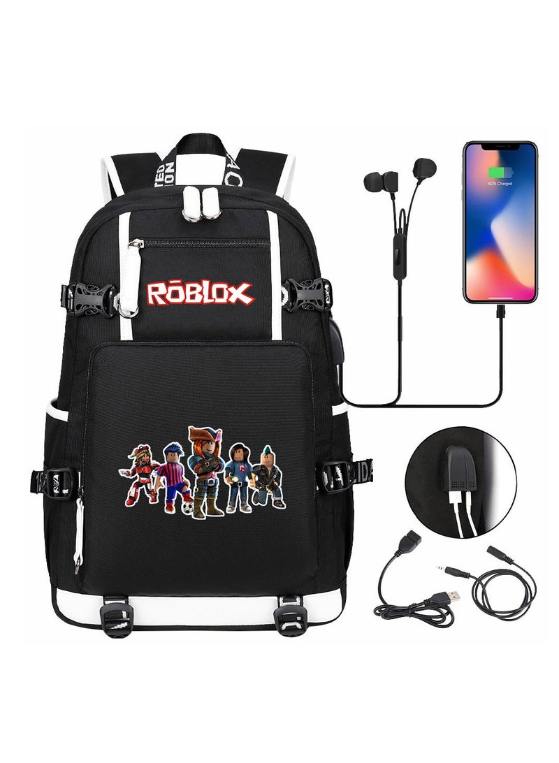 Roblox USB Headset Teen Casual Travel Backpack