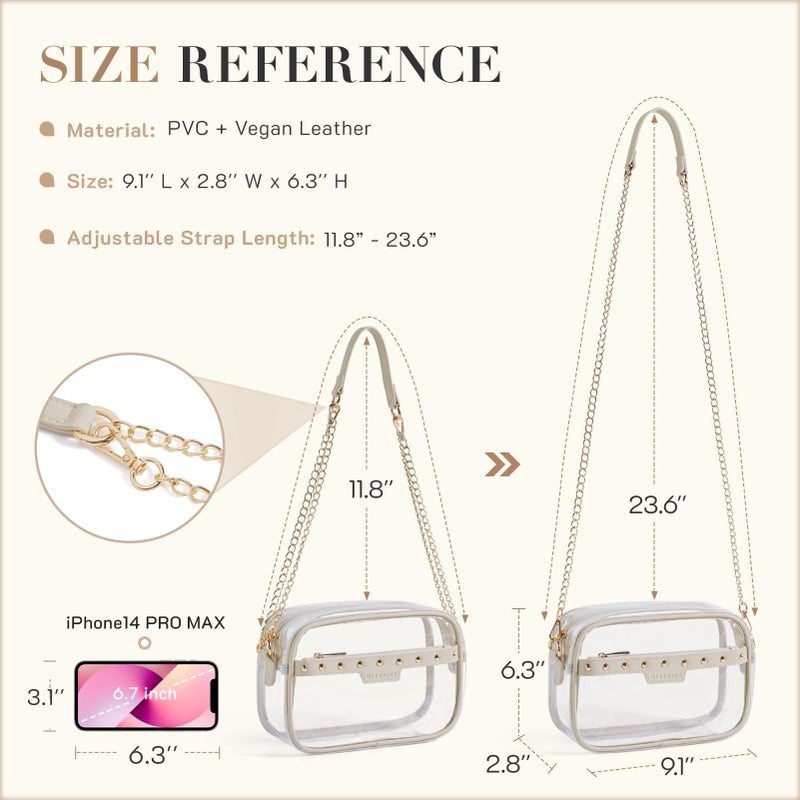 Missnine Clear Bag for Stadium Events Small Clear Crossbody Purse for Women PVC Stadium Approved for Concert Sports Festivals - Image 5