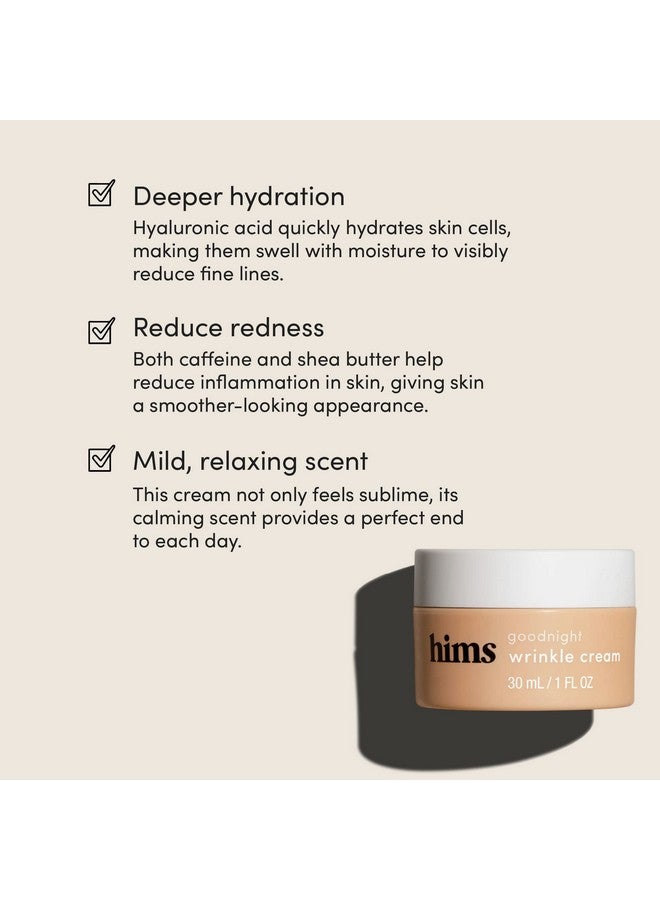 HIMS & HERS hims Goodnight Wrinkle Cream for Men - Hydrating Mens Face Moisturizer with Hyaluronic Acid, Shea Butter & Caffeine - Reduces Wrinkles While You Sleep - 1 pack - Image 4