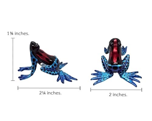 ChangThai Design Tiny 2¼" Black Red Blue Spotted Frog Figurine - Miniature Hand Blown Painted Glass Poison Frogs Amphibian Animals Colorful Small Crystal Decorative Collectible Figures Décor Gifts - Image 2