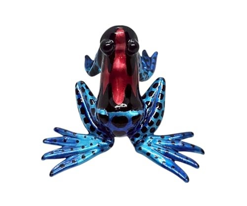 ChangThai Design Tiny 2¼" Black Red Blue Spotted Frog Figurine - Miniature Hand Blown Painted Glass Poison Frogs Amphibian Animals Colorful Small Crystal Decorative Collectible Figures Décor Gifts - Image 4