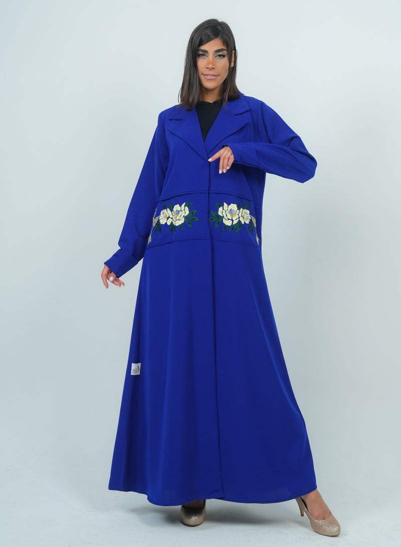 Rosette Abaya Elegant Blazer Style Abaya with Fantasy Embroidery Design - Image 1