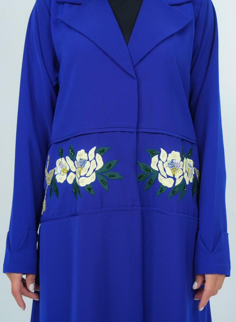 Rosette Abaya Elegant Blazer Style Abaya with Fantasy Embroidery Design - Image 2
