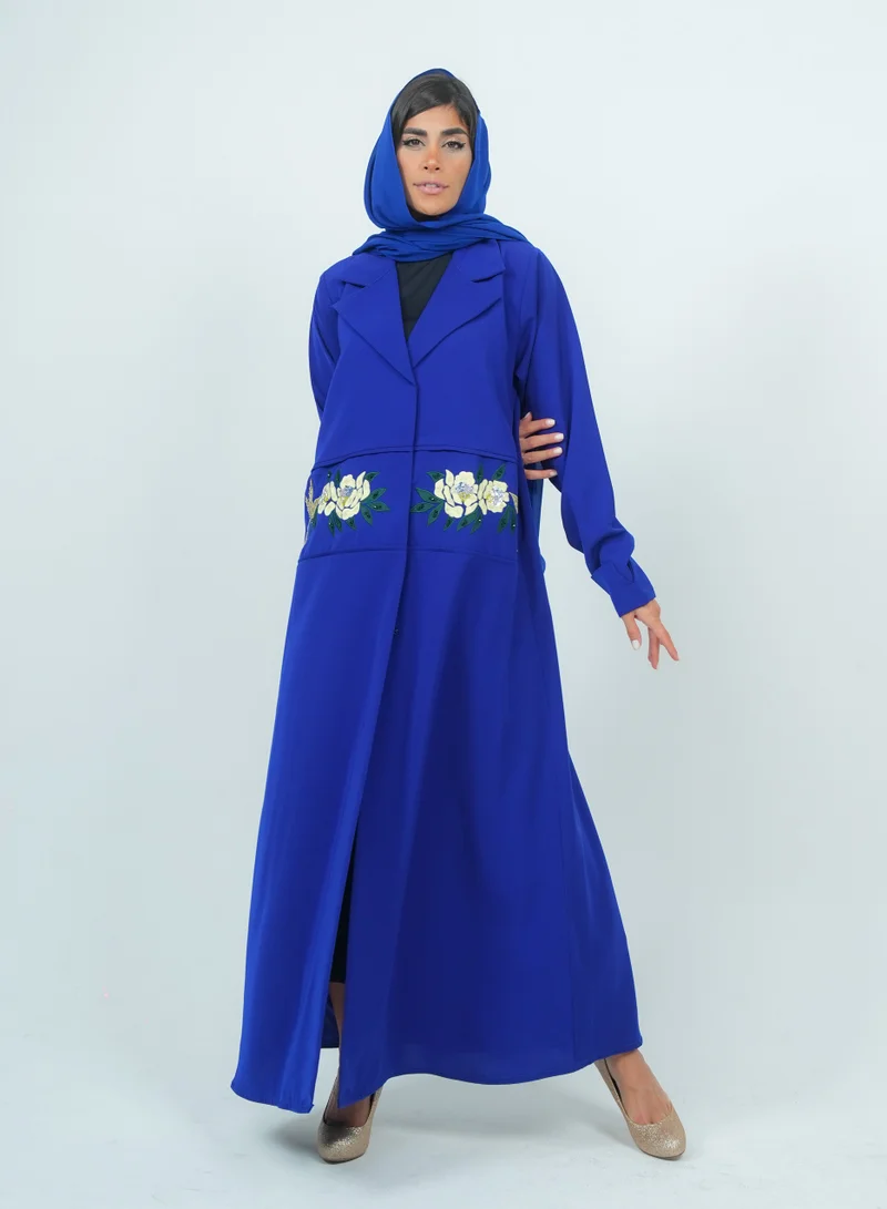 Rosette Abaya Elegant Blazer Style Abaya with Fantasy Embroidery Design