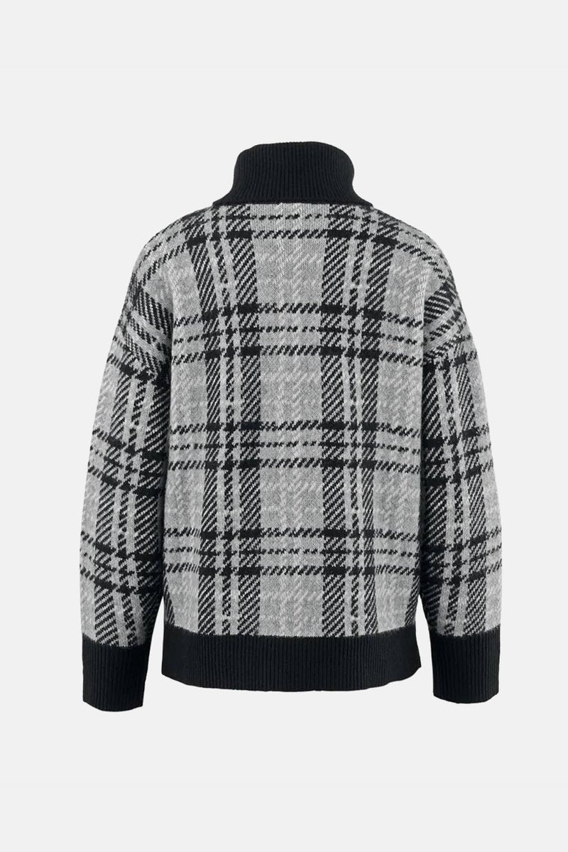 Tchibo سويت شيرت نسائي برقبة سلحفاة بأكمام طويلة ومخطط، رمادي - Image 4