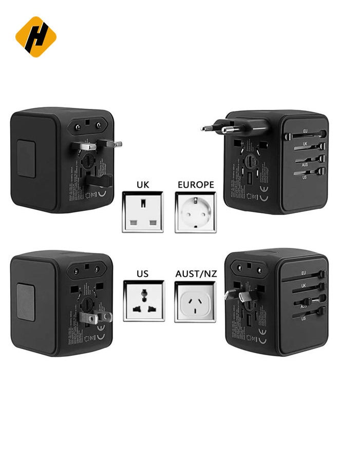 HuHa Universal International Travel Power Adapter with 3 USB + 1 Type C Charging Ports, European Adapter, Worldwide AC Outlet Plugs Adapters for Europe, UK, US, AU  - Image 2