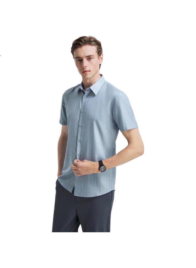 Youngor Men'S Shirt Summer Youth Men'S Business Casual High-End Short Sleeve Shirt Blue Stripe 39 - Image 1