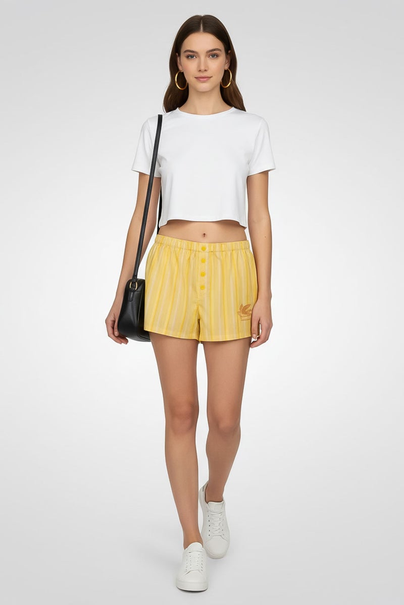 ETRO Women Regular  Fit Stripe Shorts, Yellow - Image 2