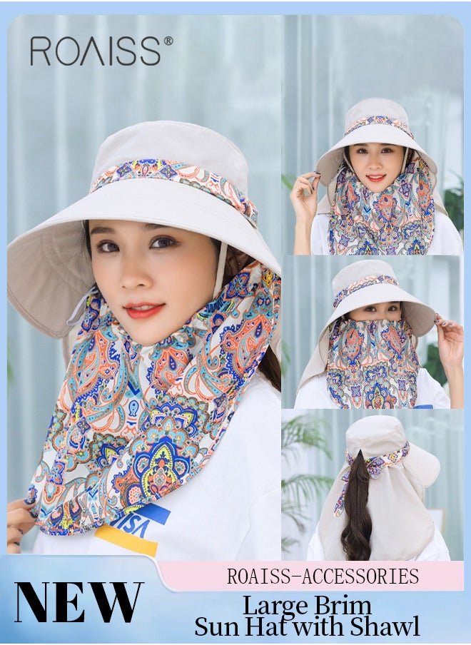 Large Brim Sun Hat with Shawl and Face Mask for Women Adjustable Face Covering UPF50+ Sun Protection Ponytail Comfort Hat Packable Summer Beach Outdoor Hats Garden Fishing Hiking - pzsku/ZA395121F4E647E0310A0Z/45/_/1711443415/aaeb3e66-2f2e-430f-891f-34d817a3decc