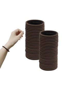 50 Pieces Hair Ties for Thick Hair 4mm Hair Elastics for Women or Men brown
