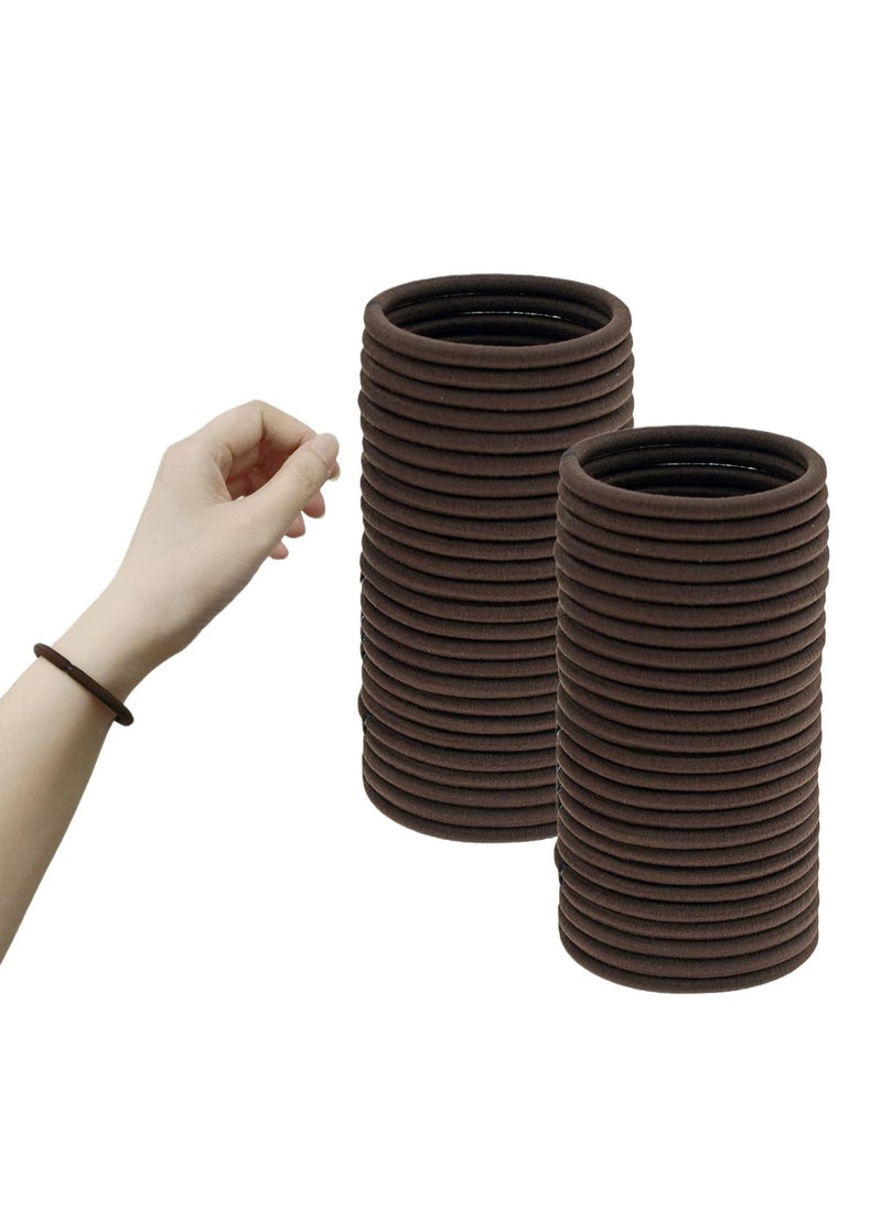 PIDOUDOU - 50 Pieces Hair Ties for Thick Hair 4mm Hair Elastics for Women or Men brown - Image 1