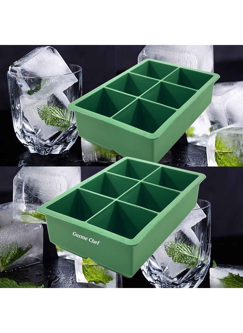Gurme Chef - Silicone Extra Large Size 6-Piece Ice Mold Green 2 Pieces - Image 1