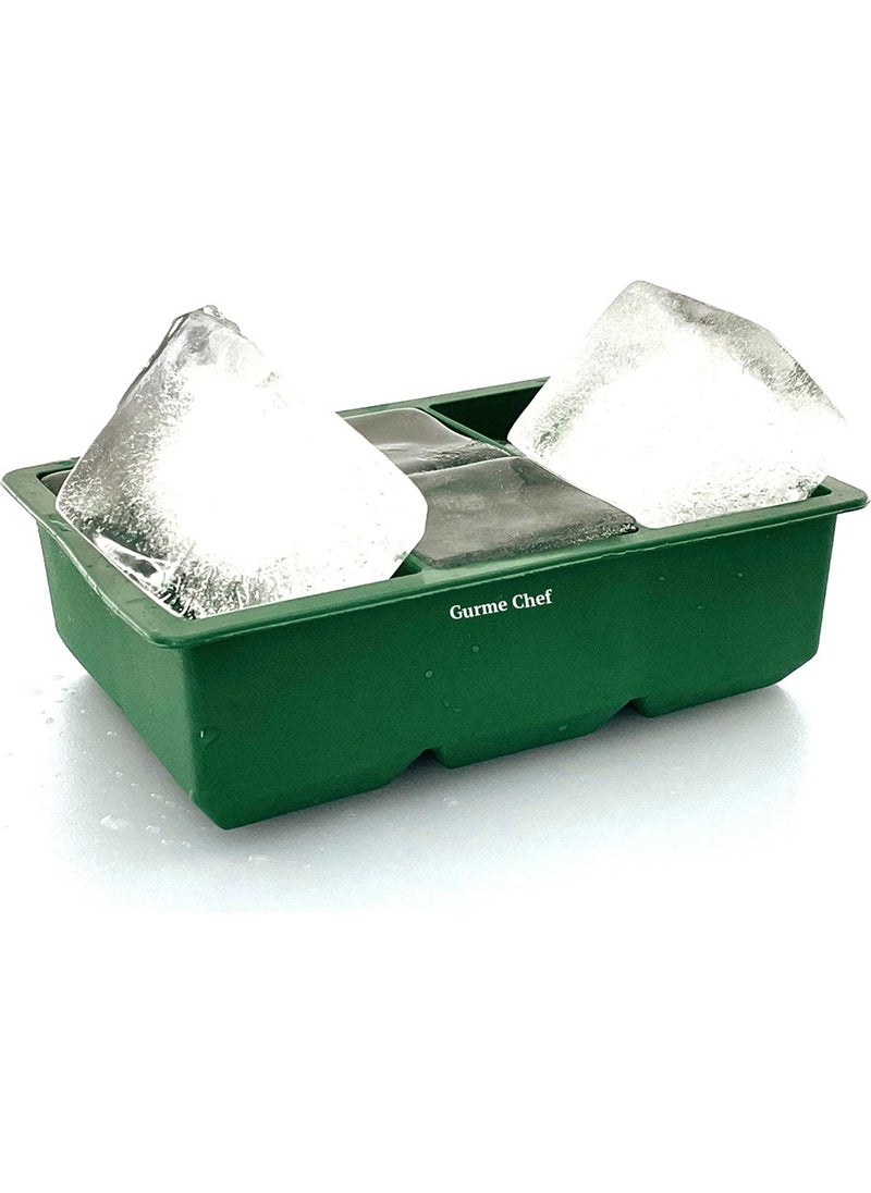 Gurme Chef - Silicone Extra Large Size 6-Piece Ice Mold Green 2 Pieces - Image 1