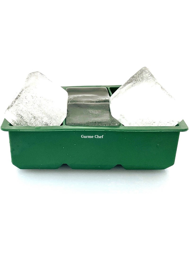 Gurme Chef - Silicone Extra Large Size 6-Piece Ice Mold Green 2 Pieces - Image 1