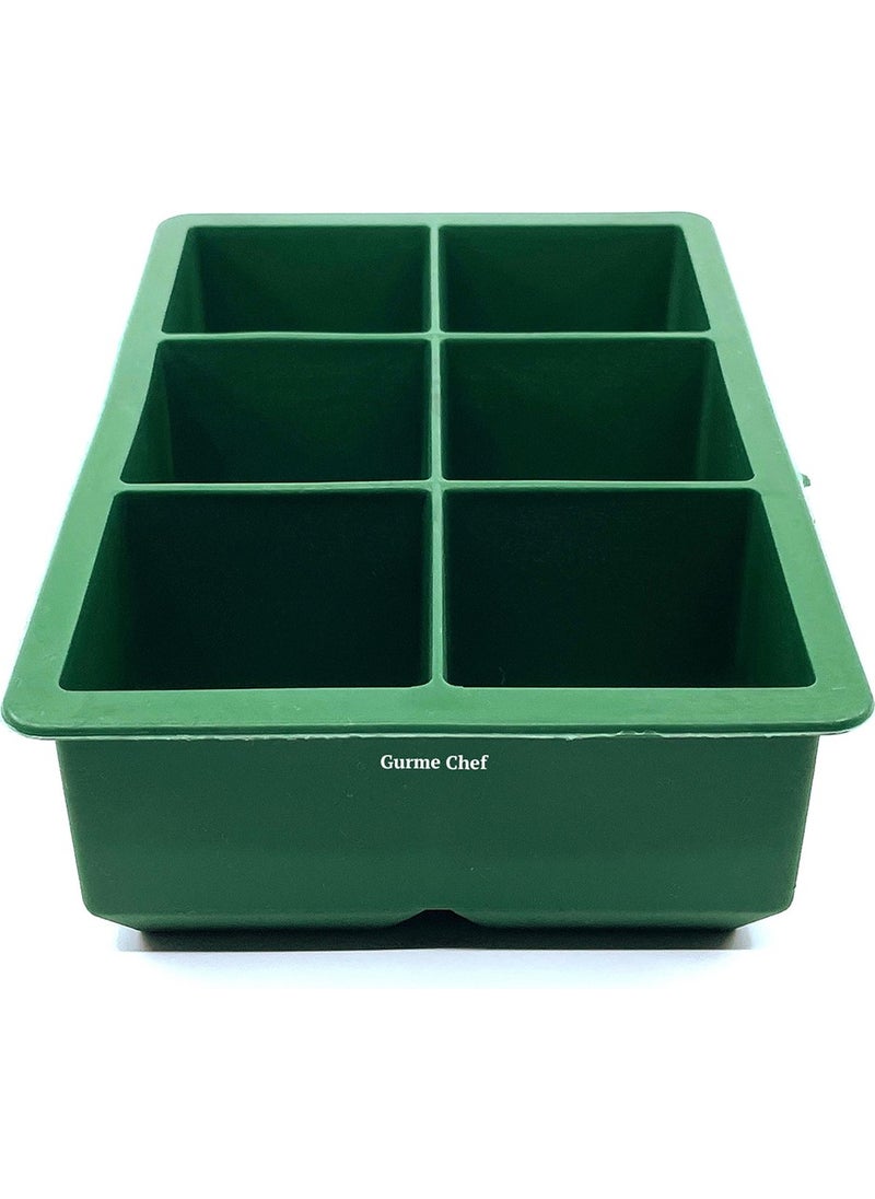 Gurme Chef - Silicone Extra Large Size 6-Piece Ice Mold Green 2 Pieces - Image 1
