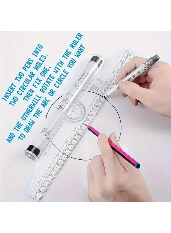 Transparent Multi Functional Parallel Drawing Ruler Dual Scale Cm Inch Protractor - Image 4