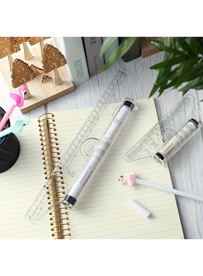 Transparent Multi Functional Parallel Drawing Ruler Dual Scale Cm Inch Protractor - Image 2