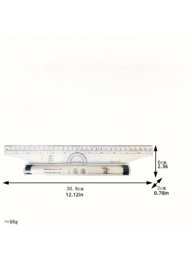 Transparent Multi Functional Parallel Drawing Ruler Dual Scale Cm Inch Protractor - Image 5