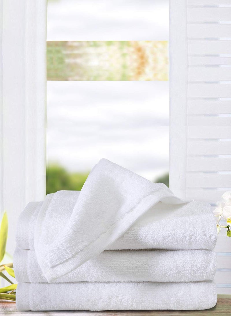 Sanjeev Textiles مجموعة مناشف يد فاخرة من سانجيف تيكستيلز باللون الأبيض سوبر ناعم 100% قطن بحجم كامل لامتصاص سريع وتجفيف أسرع - Image 3