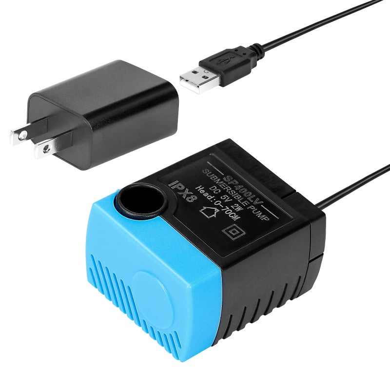 VinDox Replacement Pump for Pet Drinking Fountains - SP-400LV USB Replacement Pump with Adaptor-Compatible with Butterfly, Ceramic, Stainless Steel and 360 Dog & Cat Water Dispensers - Image 1