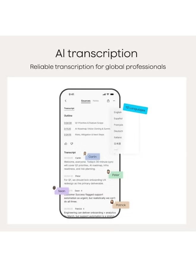 PLAUD AI Voice Recorder 64GB, Transcribe and Summarize, Voice to Text, App Control, Noise Reduction, Supports 112 Languages, Digital Audio Recorder for Meetings, Calls, Lectures, Interviews, Black - Image 5