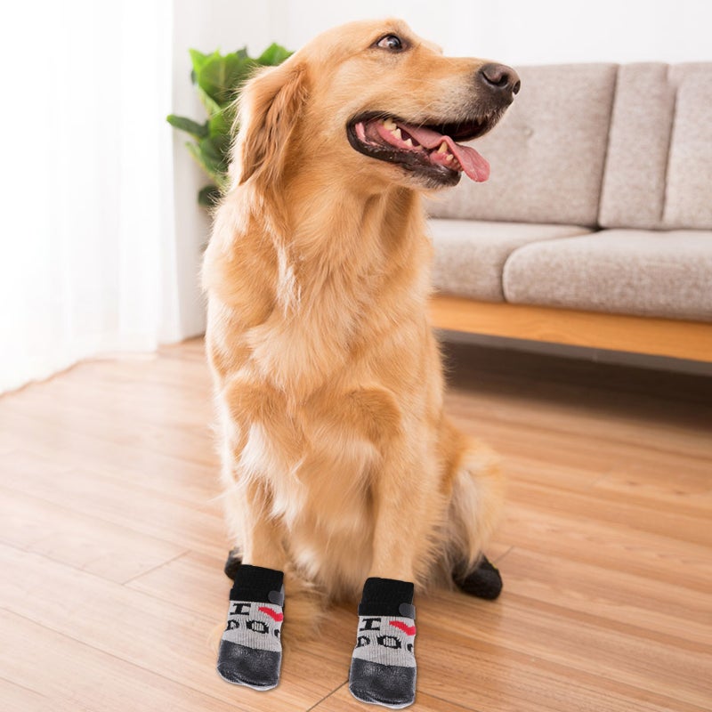 4Pcs Wool Dog Shoes Socks Anti-Skid Boot Foot Wear Pet Supplies - Image 4