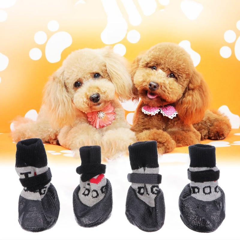 4Pcs Wool Dog Shoes Socks Anti-Skid Boot Foot Wear Pet Supplies - Image 3