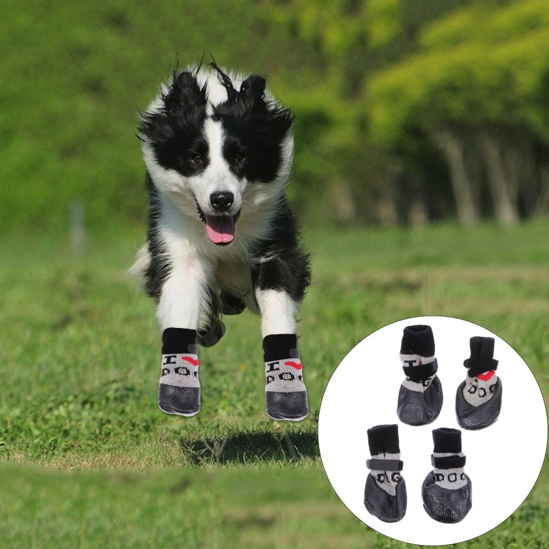 4Pcs Wool Dog Shoes Socks Anti-Skid Boot Foot Wear Pet Supplies - Image 1