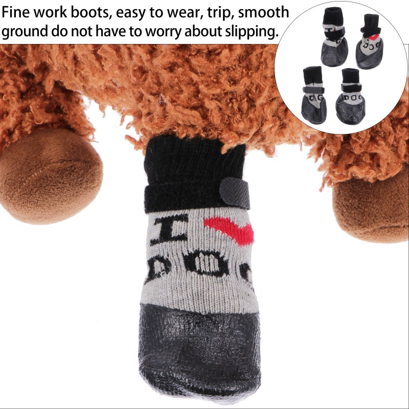 4Pcs Wool Dog Shoes Socks Anti-Skid Boot Foot Wear Pet Supplies - Image 2