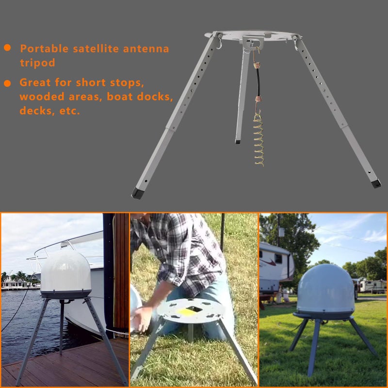 HQPASFY TR-1518 Satellite Tripod Mount Compatible with Carryout GM-1518, GM-1599, GM-MP1, Pathway and Playmaker RV Satellite Antennas Adjustable Height 14.5"-22" - Image 3
