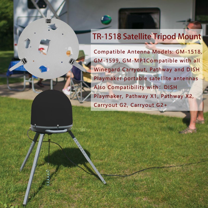 HQPASFY TR-1518 Satellite Tripod Mount Compatible with Carryout GM-1518, GM-1599, GM-MP1, Pathway and Playmaker RV Satellite Antennas Adjustable Height 14.5"-22" - Image 2