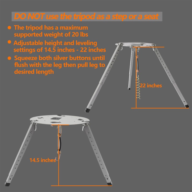HQPASFY TR-1518 Satellite Tripod Mount Compatible with Carryout GM-1518, GM-1599, GM-MP1, Pathway and Playmaker RV Satellite Antennas Adjustable Height 14.5"-22" - Image 4