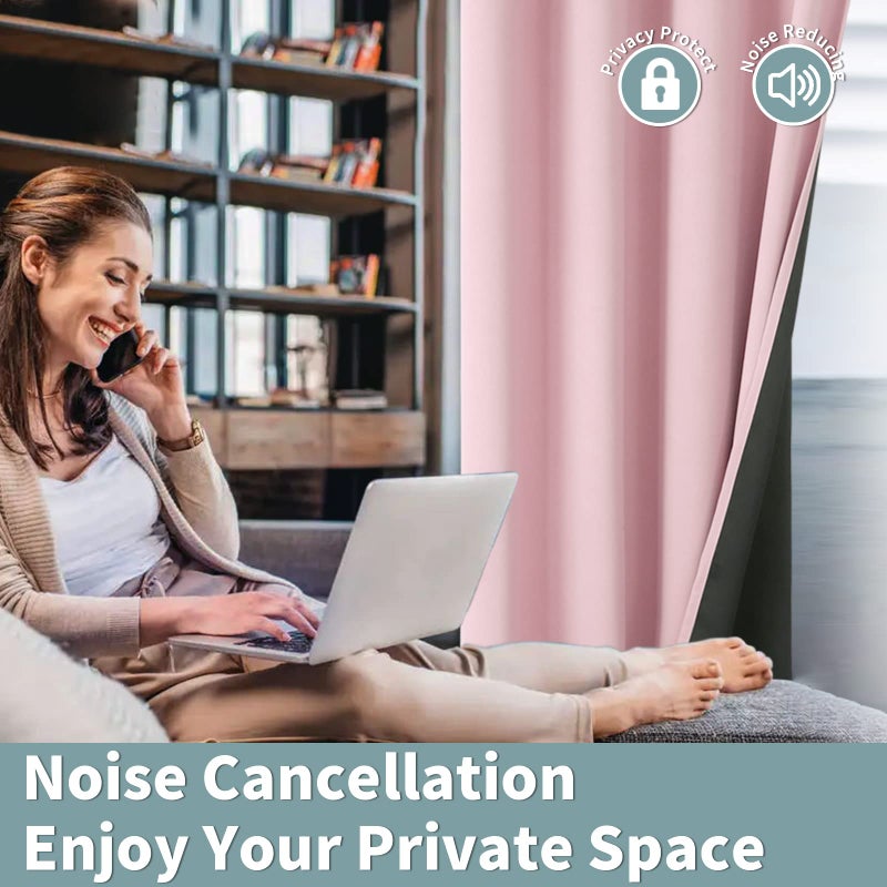 BGment بئسة الطفل الوردي 100 ٪ الستائر اللفاتية لغرفة نوم الحضانة 84 بوصة الطول 2 لوحات حرارية معزولة الضوء الكامل حظر ضوضاء الستائر إلغاء النافذة للفتيات عرض 42 بوصة لكل منهما - Image 5