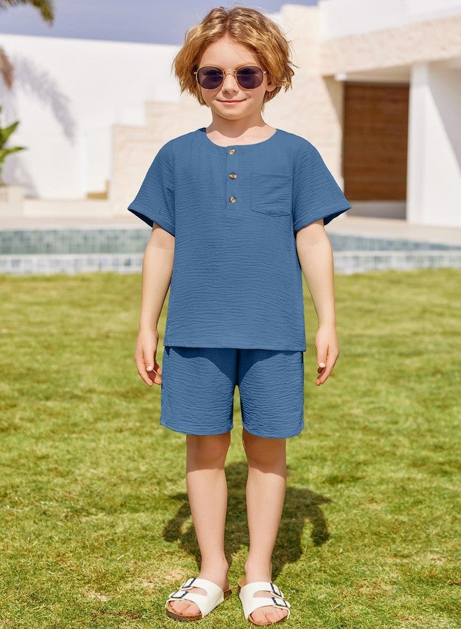 آرشنر طقم ملابس صيفية للأولاد الصغار من أرشينر، قطعتان، تيشيرت بأكمام قصيرة وشورت كاجوال، لون أزرق داكن، مقاس 7-8 سنوات - Image 5