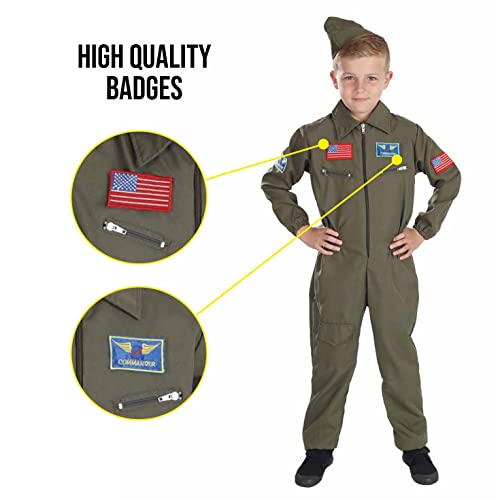fun shack Kids Flight Suit Pilot Costume, Air Force Fighter Pilot WW2 Costume Kids, Boys Halloween Costumes, Medium - Image 5