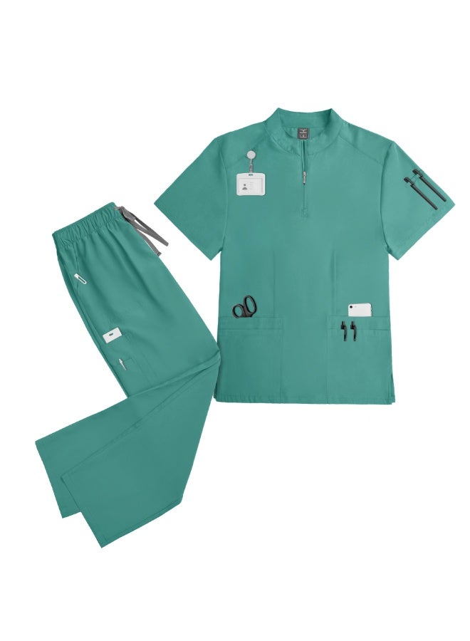 NIBEMINENT Short Sleeve Shirt Doctor Uniform Surgical Gown Women's Beauty Surgery Room Hand Scrub Suit Elastic Quick-Dry Unisex - Image 1