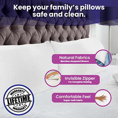 Slumberfy Queen Size Waterproof Bamboo Pillow Protector by Slumberfy - Premium Pillow Cases with Allergy Protection - Natural & Breathable Jacquard Pillow Covers 20x30 in - Pack of 2 Pillow Covers - Image 2