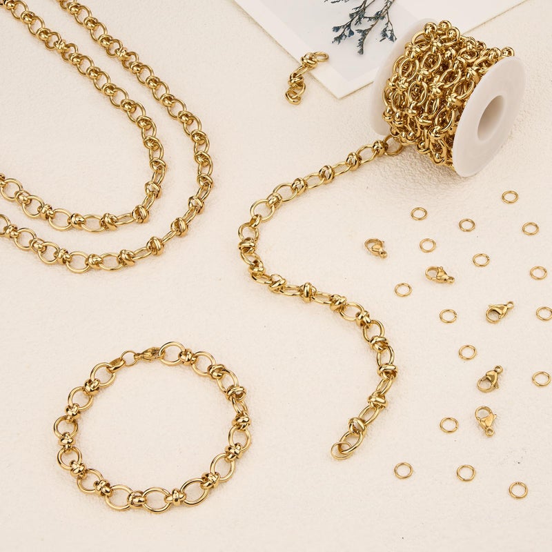 YOUBEIYEE 6.6 Feet Gold Plated Chains Bulk Rolo Link Chain Roll Strong Stainless Steel Chain for Jewelry Making - Image 4