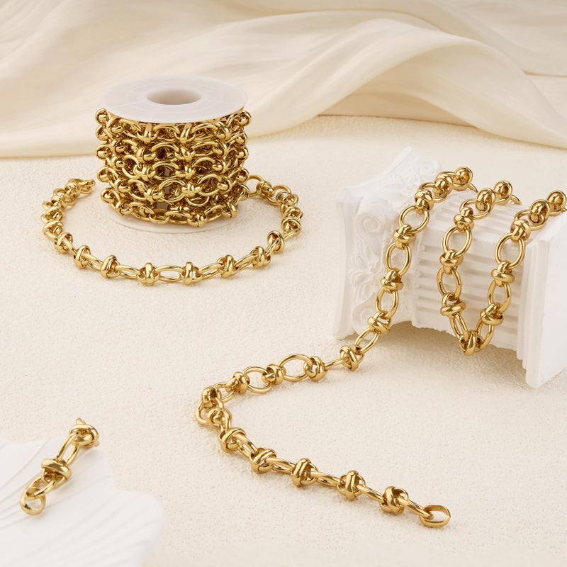 YOUBEIYEE 6.6 Feet Gold Plated Chains Bulk Rolo Link Chain Roll Strong Stainless Steel Chain for Jewelry Making - Image 3