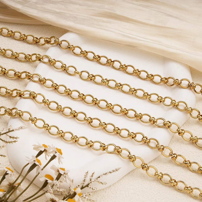 YOUBEIYEE 6.6 Feet Gold Plated Chains Bulk Rolo Link Chain Roll Strong Stainless Steel Chain for Jewelry Making - Image 5