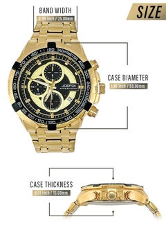 JoeFox Men’s Watches with Date, Stainless Steel Band, Large Face Case, Quartz Analog Waterproof Luminous Wristwatch Big Dial Watch for Men Gold  - Image 2