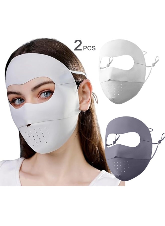 Generic 2Pcs Breathable UV Face Cover UPF 50+ Women Summer Face Covering Eye Protection Sunscreen Mask Sports Face Cover - Image 1