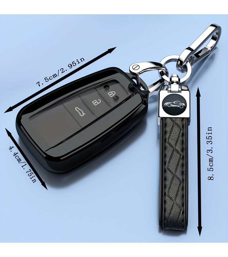 Royal Blue Key Case With Embossed Cord Buckle For Toyota Car Key Cover Vehicle Protection Fit Land Cruiser Camry RAV4 Prado Highlander Corolla - Image 4